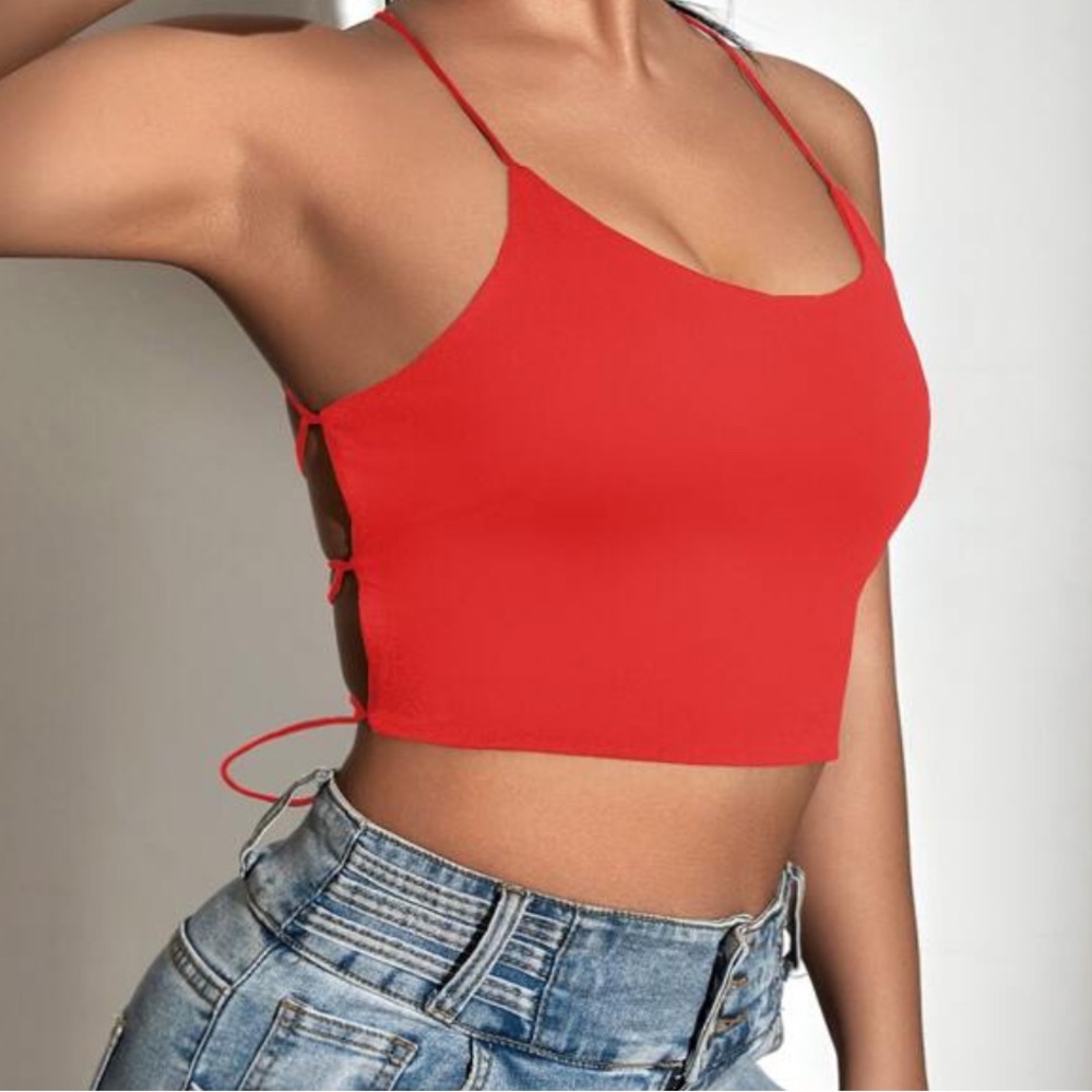 SHEIN lace up back crop top
